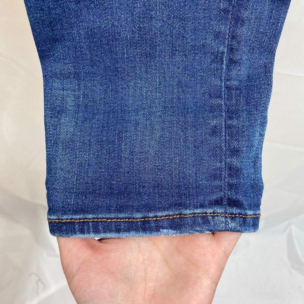 American Eagle‎ women's dark medium wash ripped skinny super stretch jeans 10 - Picture 3 of 9